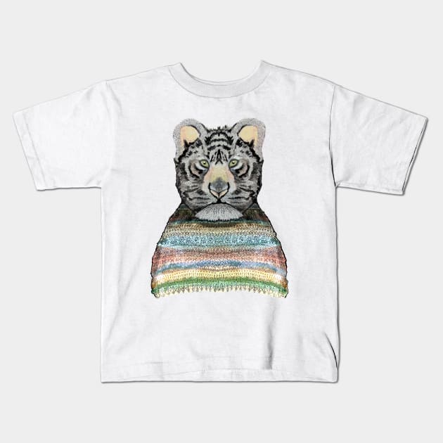 Tiger Knit Kids T-Shirt by msmart